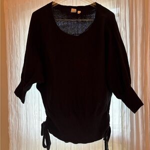 GAP Black Ribbed Balloon Arms tie sided Knit Top